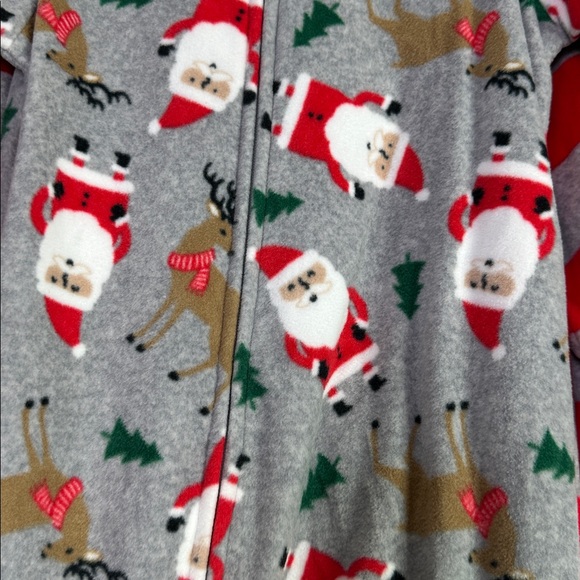 Carter’s Christmas Pajamas Set of 2 Red and Gray Footed Full Zip - Picture 6 of 8